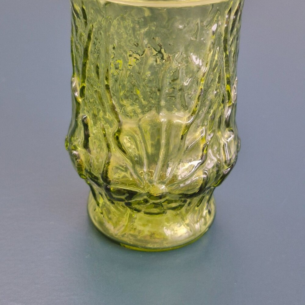 Vintage Anchor Hocking Rainflower Green Juice Glass SET of 4 Raised Floral Retro - Picture 4 of 8